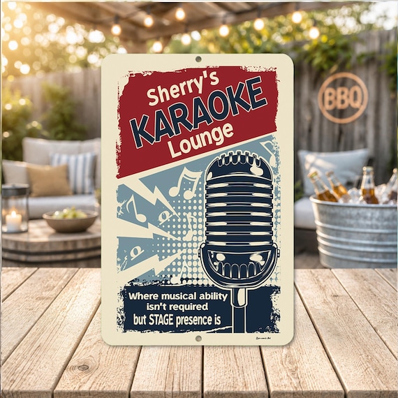 Personalized Karaoke Sign | Custom Bar Wall Decor | Music Lounge Art | Funny Karaoke Gift