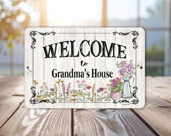 Grandma’s House Sign | Personalized Welcome Sign | Gift for Grandma | Floral Decor