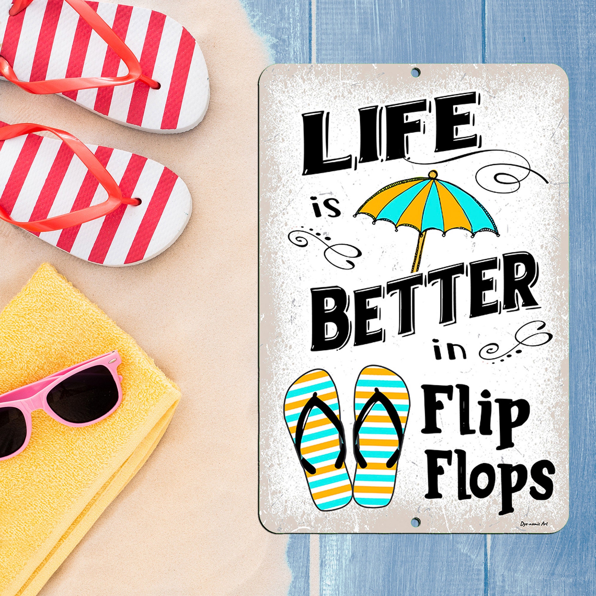 Life is Better in Flip Flops, Simply Said, Contour, outdoor vinyl stickers  – Lantern Press