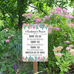 A Gardener’s Prayer Metal Sign | Inspirational Gardening Quote for Garden Lovers | Floral Garden Decor