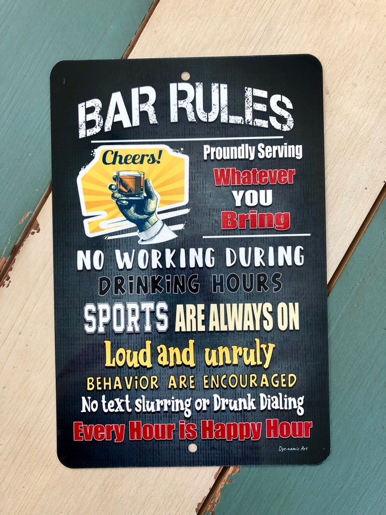 Bar Rules Cheers Sign Bar Sign Bar Decor Funny Bar Sign Etsy