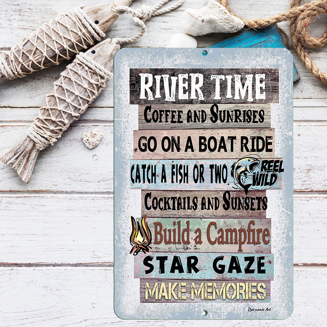 River Time Sign | Lake House Cabin Decor | Rustic River Front Wall ...