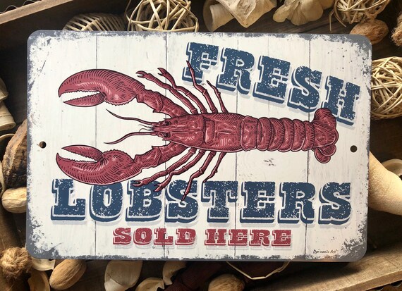 Fresh Lobsters Sold Here Sign Metal Sign Beach Decor | Etsy