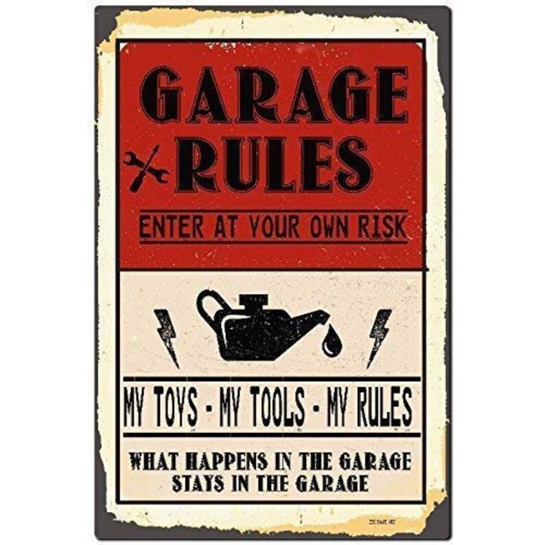 Garage Rules Garage Metal Sign Home Decor Man Sign My Etsy