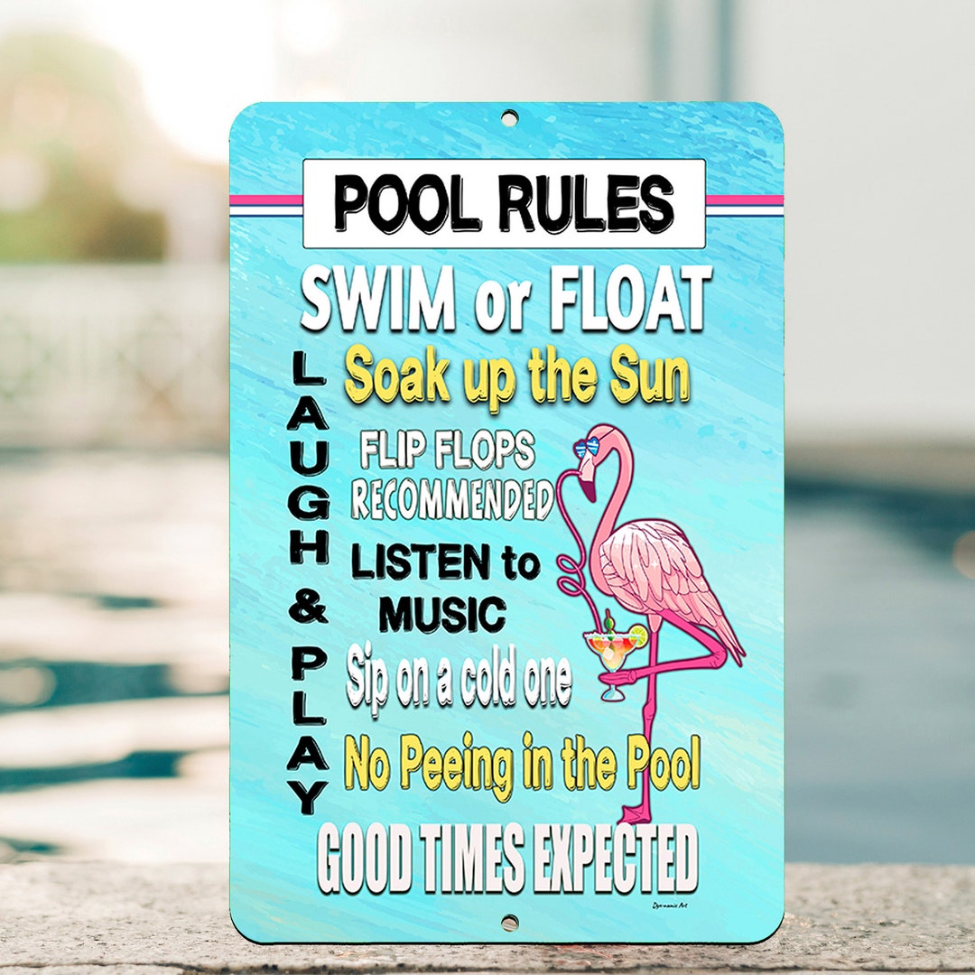 Pool Rules Swimming Pool Sign, Pink Flamingo Decor, Outdoor Pool Yard