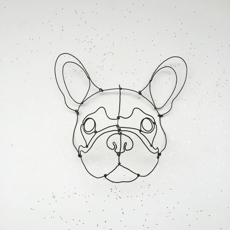 French Bulldog In Wire Animal Head Wall Decor