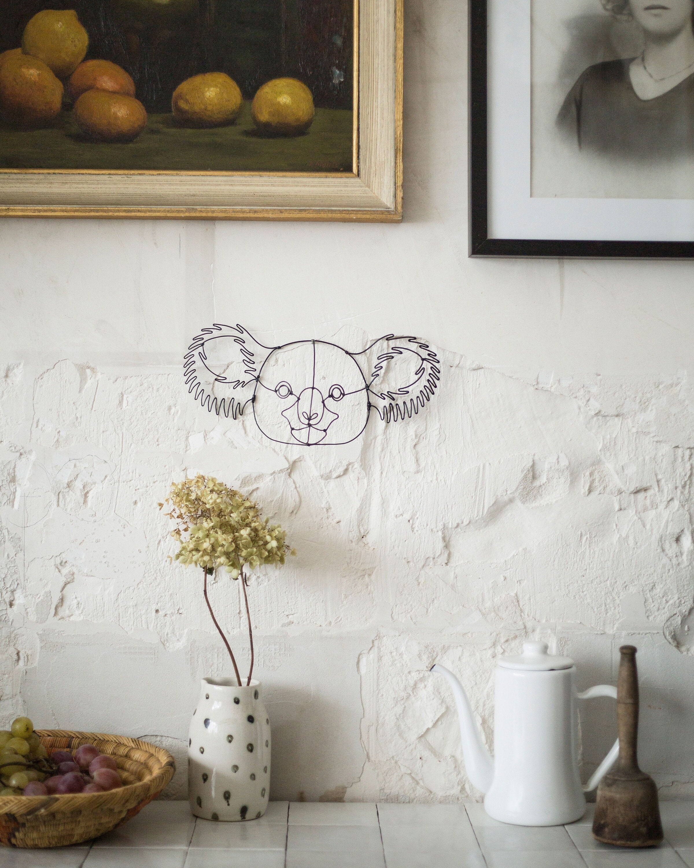 Koala, Tête Animal Décorative en Fil de Fer