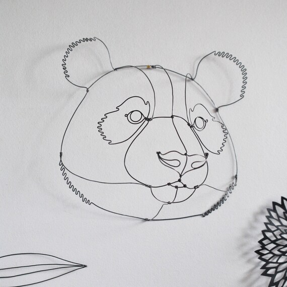 Wire Panda Wall Decoration 3D Animal Head - Etsy Israel