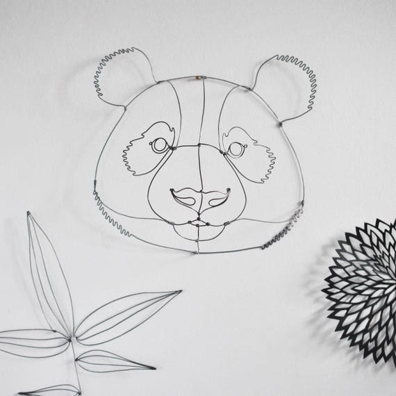Wire Panda Wall Decoration 3D Animal Head - Etsy Wire Panda Wall Decoration 3D Animal Head - Etsy