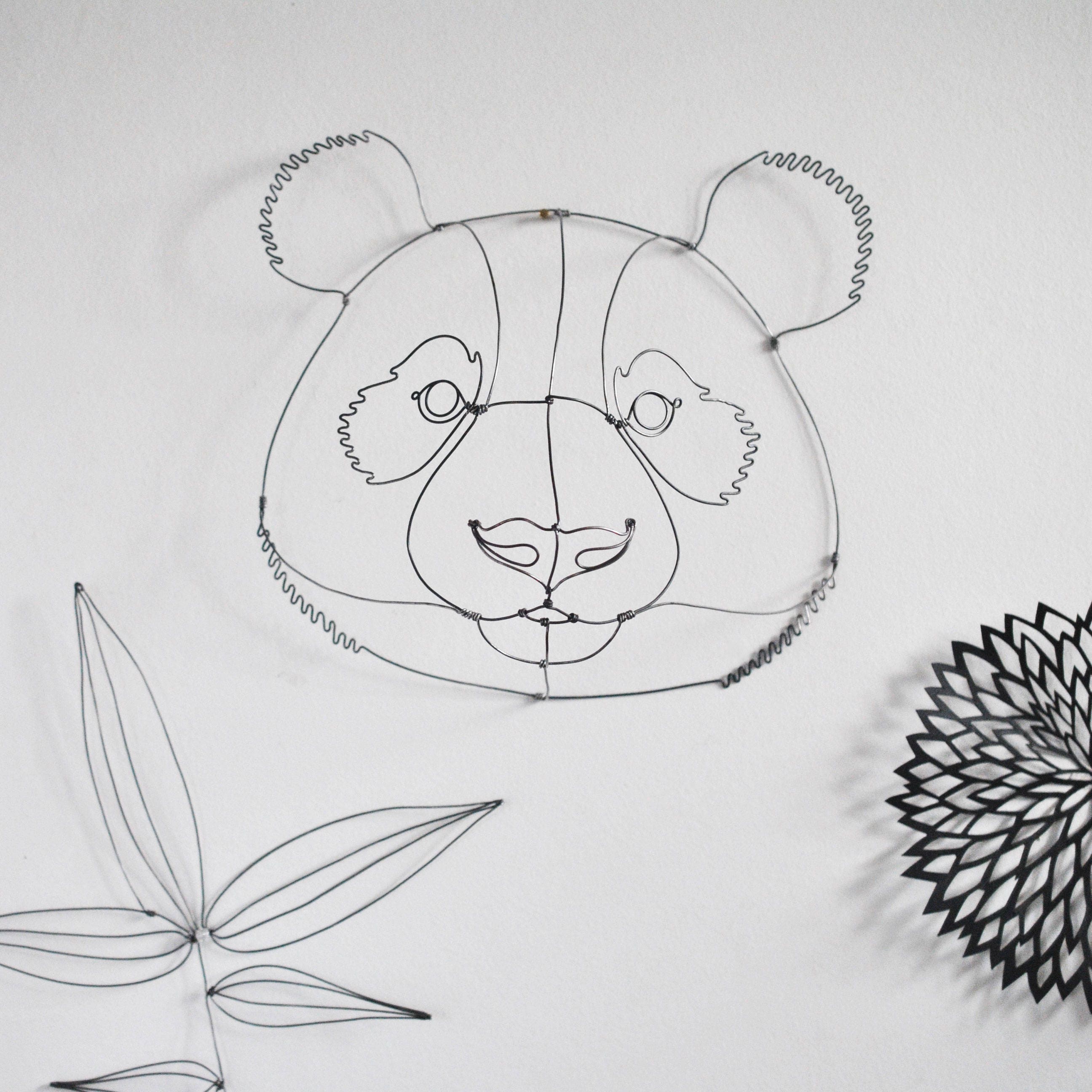 Panda en Fil de Fer, Décoration Murale, Tête Animal 3D