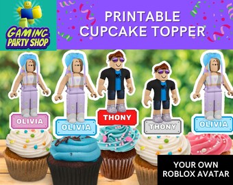 Roblox Cupcake Topper Birthday Cup Cake Topper Personalized Etsy - galleon 24pc roblox cup cake cupcake toppers birthday