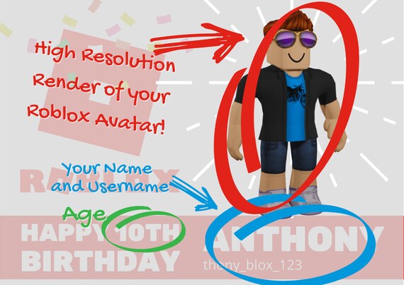 Roblox Birthday Sign With Your Avatar Roblox Happy Birthday Etsy - vietnam roblox avatar