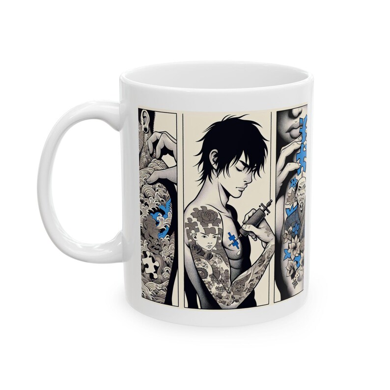 Anime Autism Tattoos Mug Visually Striking Puzzle Piece Tattoo General