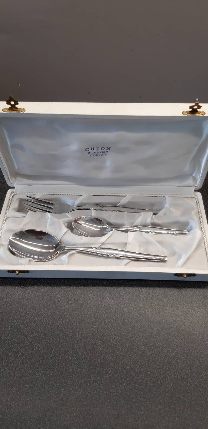 Fourchette et Cuillère en Boîte Français Vintage