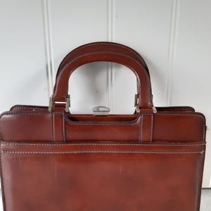 French Vintage Brown Leather Handbag