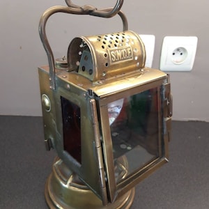 Brass French railway station or train oil lamp 1920s