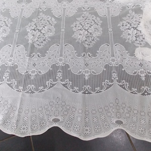 Vintage French Net Curtain old lace large window fabric / textile