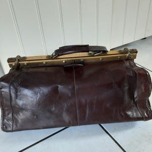 stunning french leather 1960's vintage doctors bag