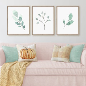 Greenery Print Set Of 3 Leaves Wall Art Printable 3 Piece Etsy