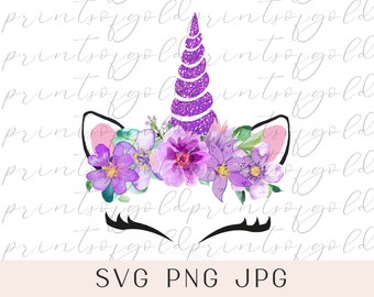Download Unicorn Flower Svg Etsy