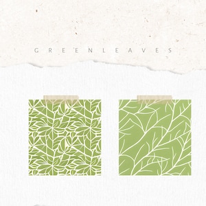 Green Leaves Digital Paper Pack of 10, Printable Scrapbook Patterns PNG ...
