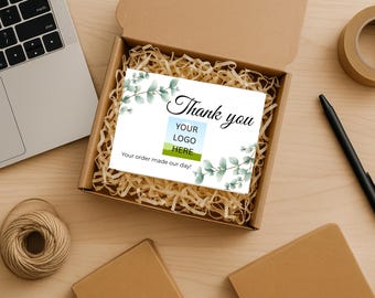 Printable Thank You Card for Small Business, Editable Handmade Shop Packing Card, Canva Template