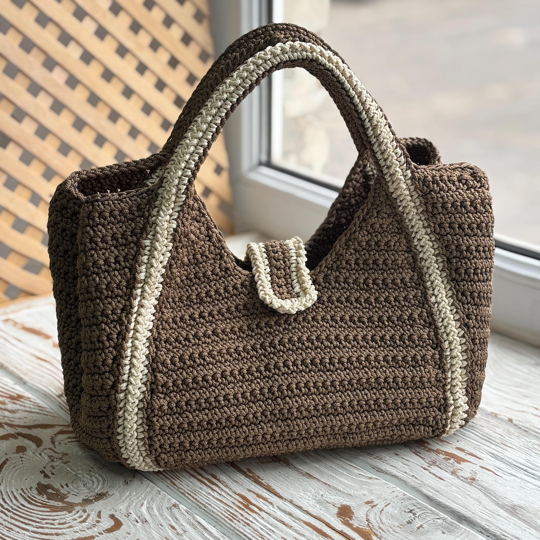 Macrame Crochet Bag Pattern: Autumn Handbag With Button (PDF Pattern ...