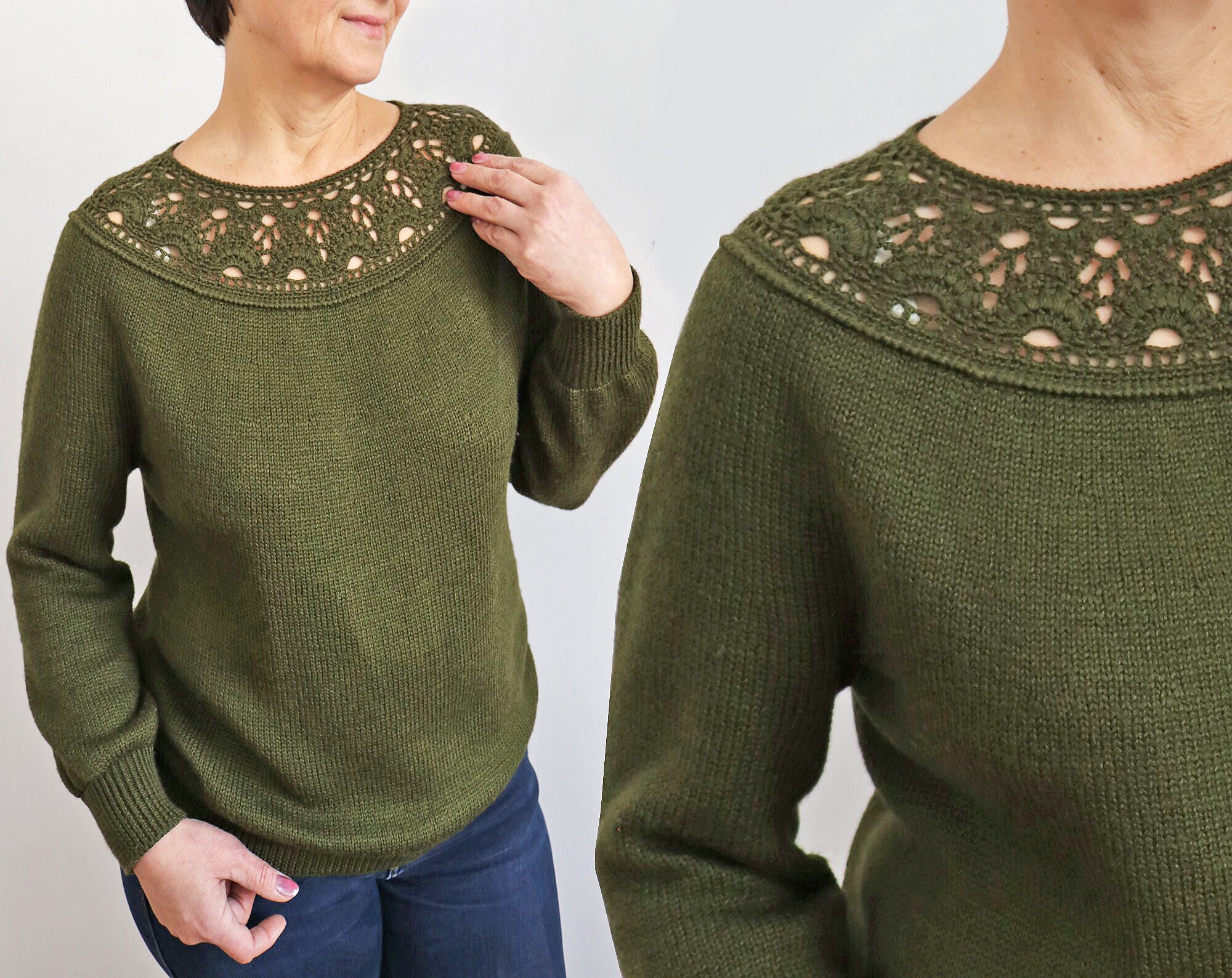 Crochet Circle Yoke Pullover Top-down in the Round Sweater PDF