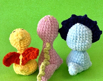 No Sew Crochet Dinosaur Pattern, Amigurumi Triceratops, Pterodactyl PDF