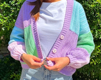 Patroon gehaakt patchwork vest, pdf voor beginners (alle maten S-M, Amerikaanse voorwaarden)