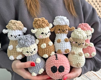 Jeu de bowling au crochet sans couture mouton, modèle de peluche Amigurumi pour débutant PDF en anglais, tutoriel de jeu d'animaux au crochet