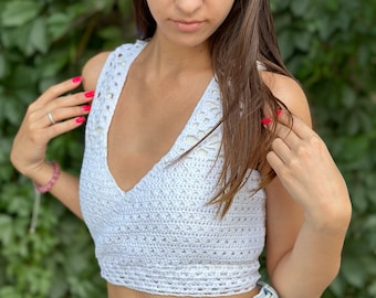 Crochet Pattern HALTER CROCHET TOP, Women Crochet Pattern, Pdf Crop Top Pattern, Beach Cover-Up, Festival Top, Boho Lace Top, Sizes Xs-M