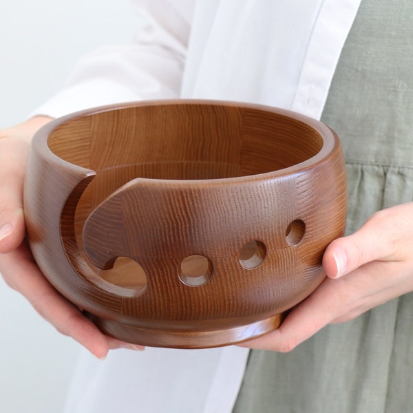 Wooden Yarn Bowl Yarn Holder Wooden Yarn Holder Knitting Bowl Yarn Bowl With Holes Wooden Holder With Holes Handmade Yarn Bowl