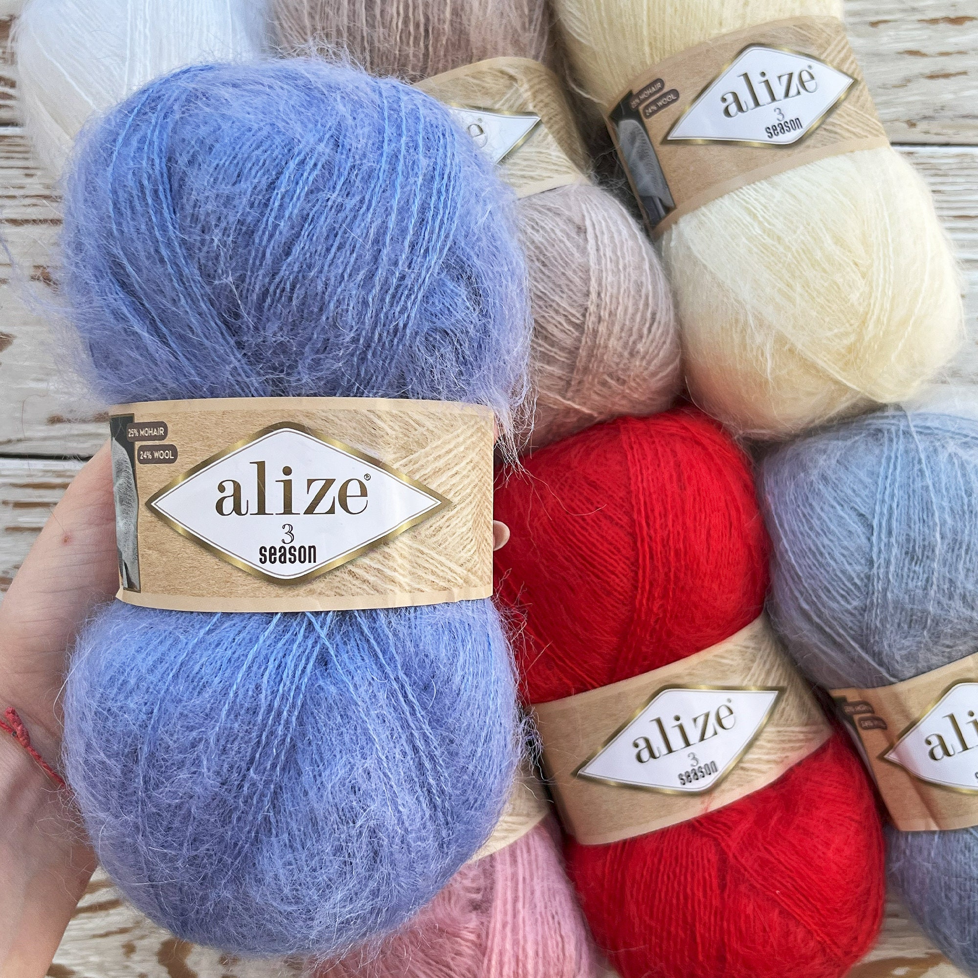 ALIZE 3 SEASON Mohair Yarn, Wool Yarn, Winter Yarn, Blend Yarn, Warm Yarn,  Fancy Yarn, Fluffy Mohair Yarn, Natural Mohair Yarn 