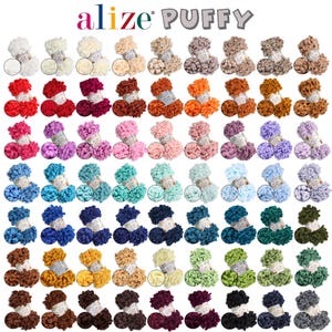 Alize Puffy Chenille Loop Yarn, 67 Colors, Finger Knitting, Baby Blanket Yarn