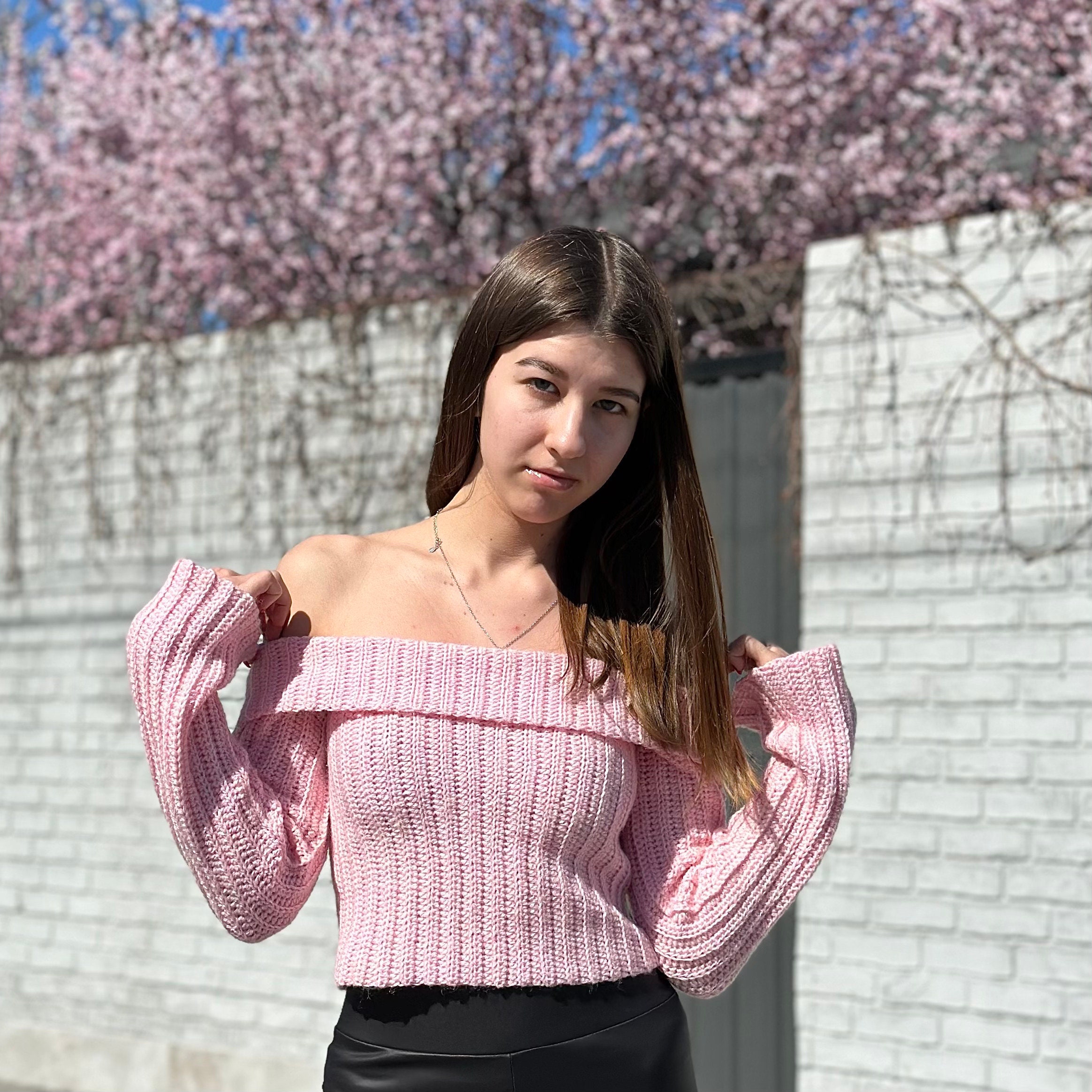 Off Shoulder Crochet Crop Top Pattern, Women's Summer Sweater PDF