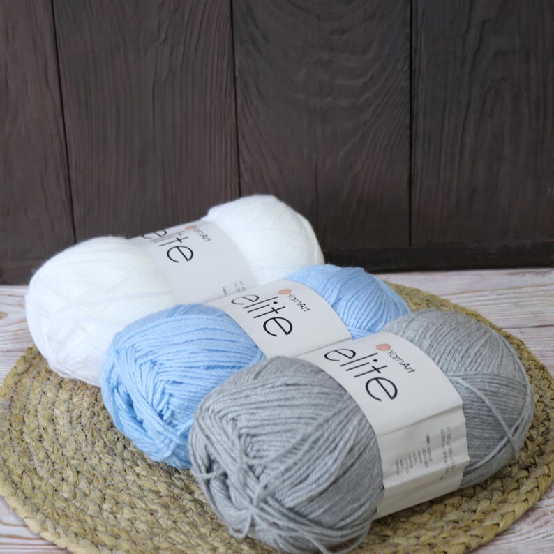 Yarnart ELITE SET 3 Colors, Soft Acrylic Yarn, Crocheting Yarn