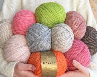Gazzal Alpaca Air Yarn, Baby Alpaca Merino Wool Blend, Aran Weight