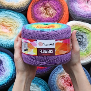 YARNART FLOWERS, 49 COLORS, Multicolor Knitting Yarn, Shawl Yarn,  Crochet Yarn, Cake Yarn, Summer Yarn, Gradient Yarn 8.80 Oz, 1093.60 Yds