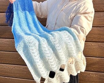 Crochet Ruffle Scarf Pattern, Stylish Cowl Neck Warmer PDF Pattern
