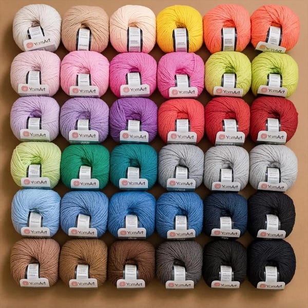 YARNART JEANS, 62 Farben, Strickgarn, Babygarn, Amigurumi-Garn, Schalgarn, Acrylgarn, Baumwollgarn 1,75 oz / 174 yds