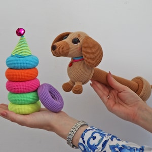 DOG STACKING TOY Crochet Pattern, Dog Amigurumi Baby Activity Toy,Ring Tower Pdf Bundle, Amigurumi Dog,Easy Instructions,Dog Crochet Pattern zdjęcie 2