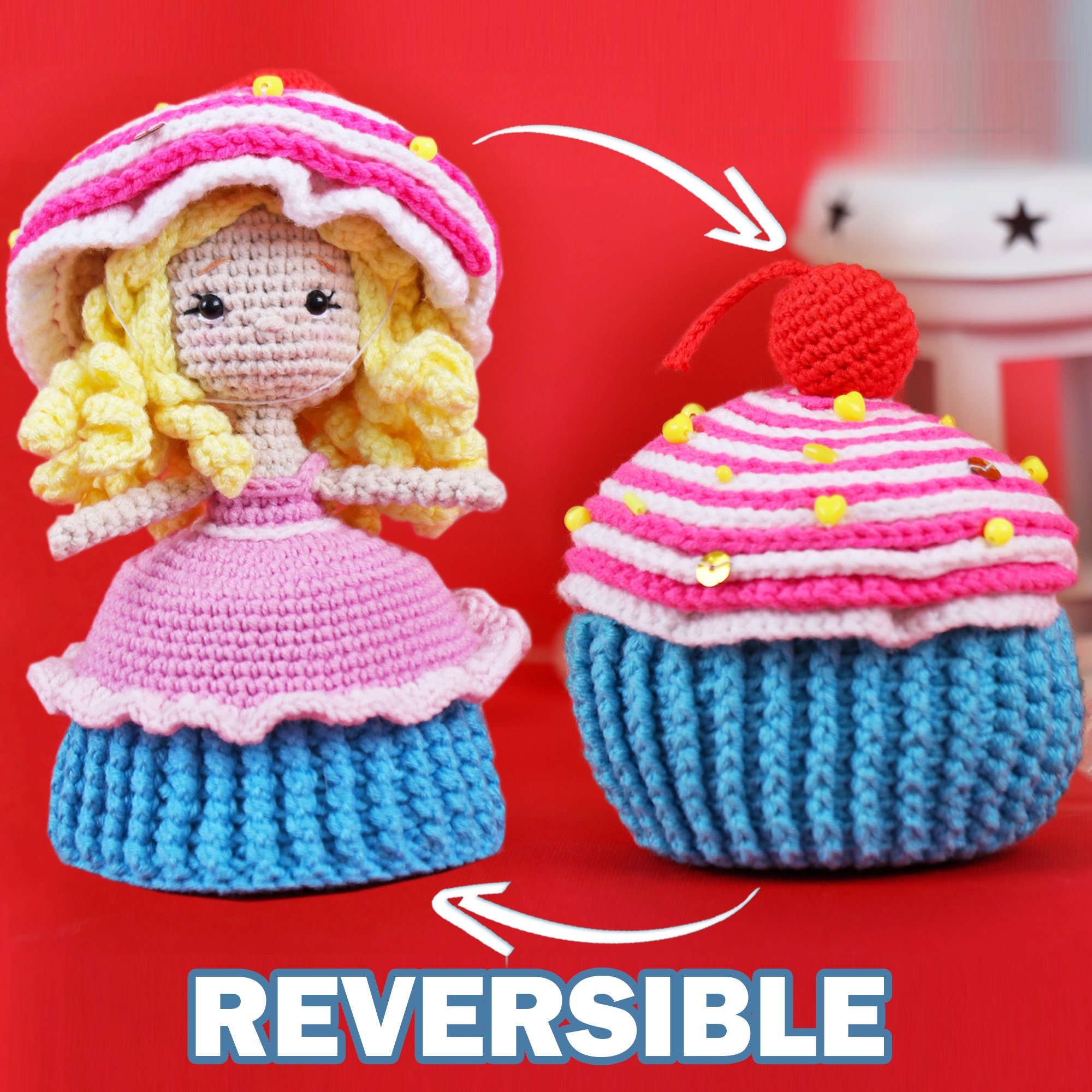 Patron PDF de Muneca REVERSIBLE a crochet Patron de Princesa y Muffin Reversible amigurumi Amigurumi a crochet Patron de crochet facil Etsy Espana