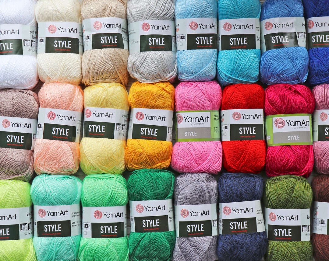 YARNART STYLE, 25 COLORS Glittery Knitting Yarn, Shiny Crocheting Yarn ...