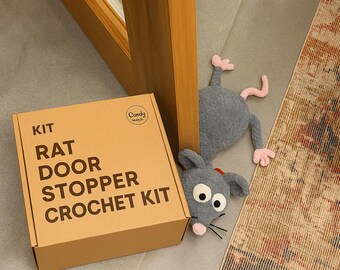 CROCHET KIT Rat Door Stopper: Chenille Yarn Amigurumi (PDF Pattern)