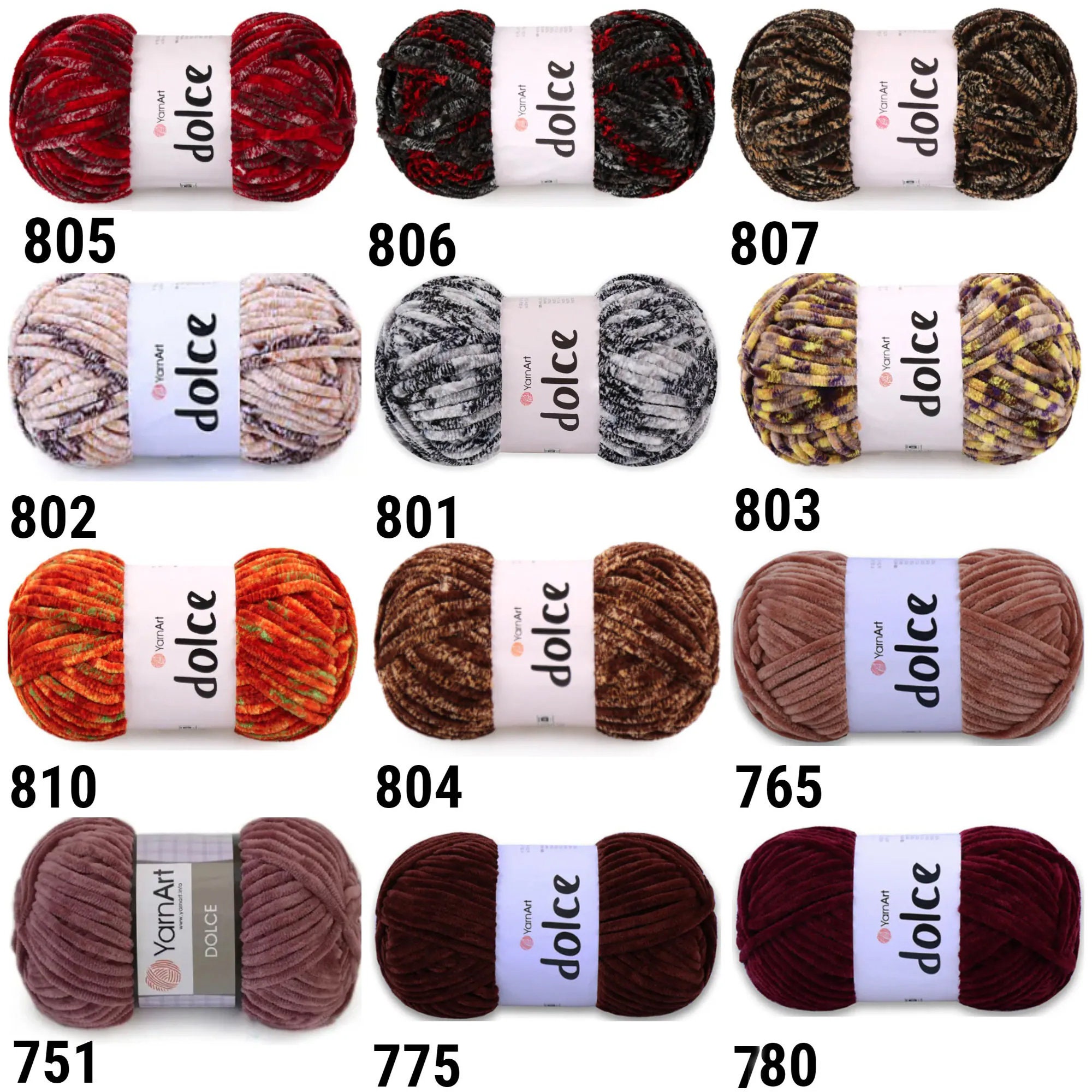 Yarn Art Dolce Yarn Amigurumi Pelote de laine 100 % micropolyester pour  couverture en velours super volumineux : 6 fils chenille pour bébé (1