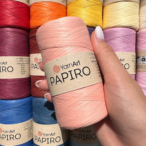 Yarnart Papiro Raffia Paper Yarn, Bulky Crochet Yarn for Summer