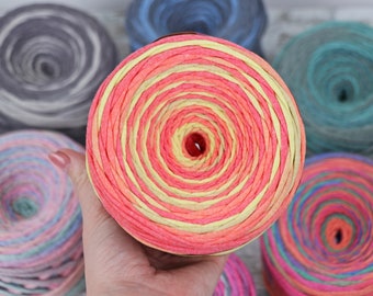 Super Bulky T-Shirt Yarn, 100% Cotton Crochet Basket Multicolor Yarn