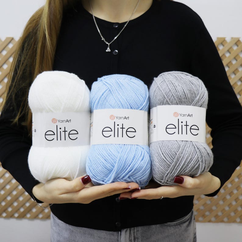 Yarnart ELITE SET 3 Colors, Soft Acrylic Yarn, Crocheting Yarn