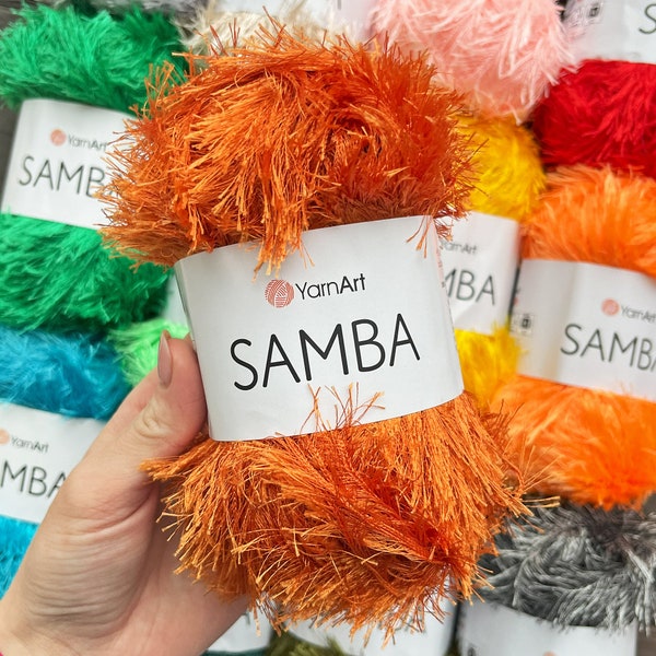 YARNART SAMBA 29 COULEURS, fil fantaisie, fil de cils, fil de fourrure, fil de crochet, fil de décoration, fil amigurumi, fil pour bébé, 3,52 oz, 164 yds